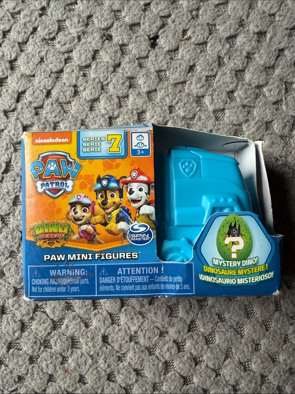 Paw Patrol Dino Rescue Mini Figures Mystery Vehicle - Blue and Orange Box